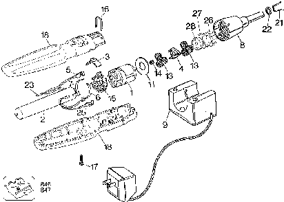 Exploded Diagram A Diagram and Parts List for 9074-04 Type 2 Black and Decker Cordless Drill